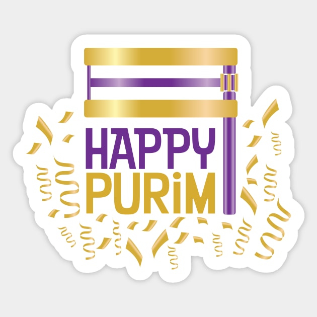 Purple Gold Happy Purim and Grogger Sticker by sigdesign